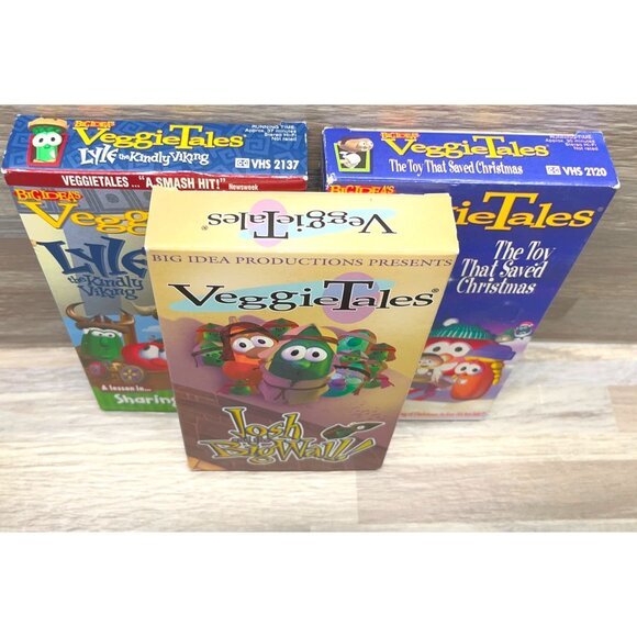 VeggieTales VHS Lot Josh & Big Wall Lyle Kindly Viking Toy That Saved Christmas - Picture 6 of 7